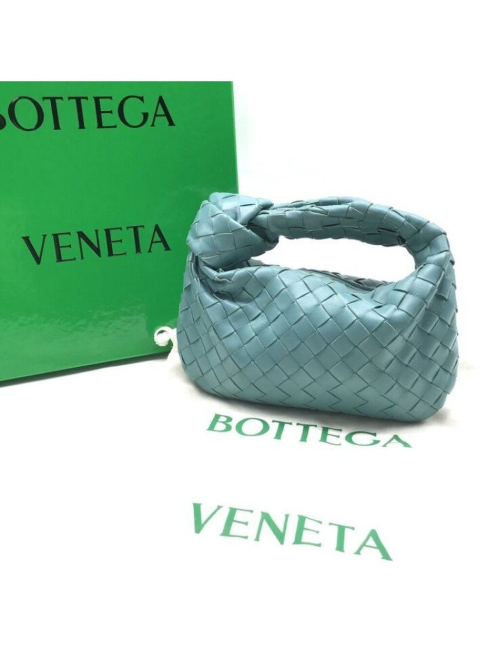 Bottega Veneta Intrecciato Handbag Light Blue Mini Jodie Bag